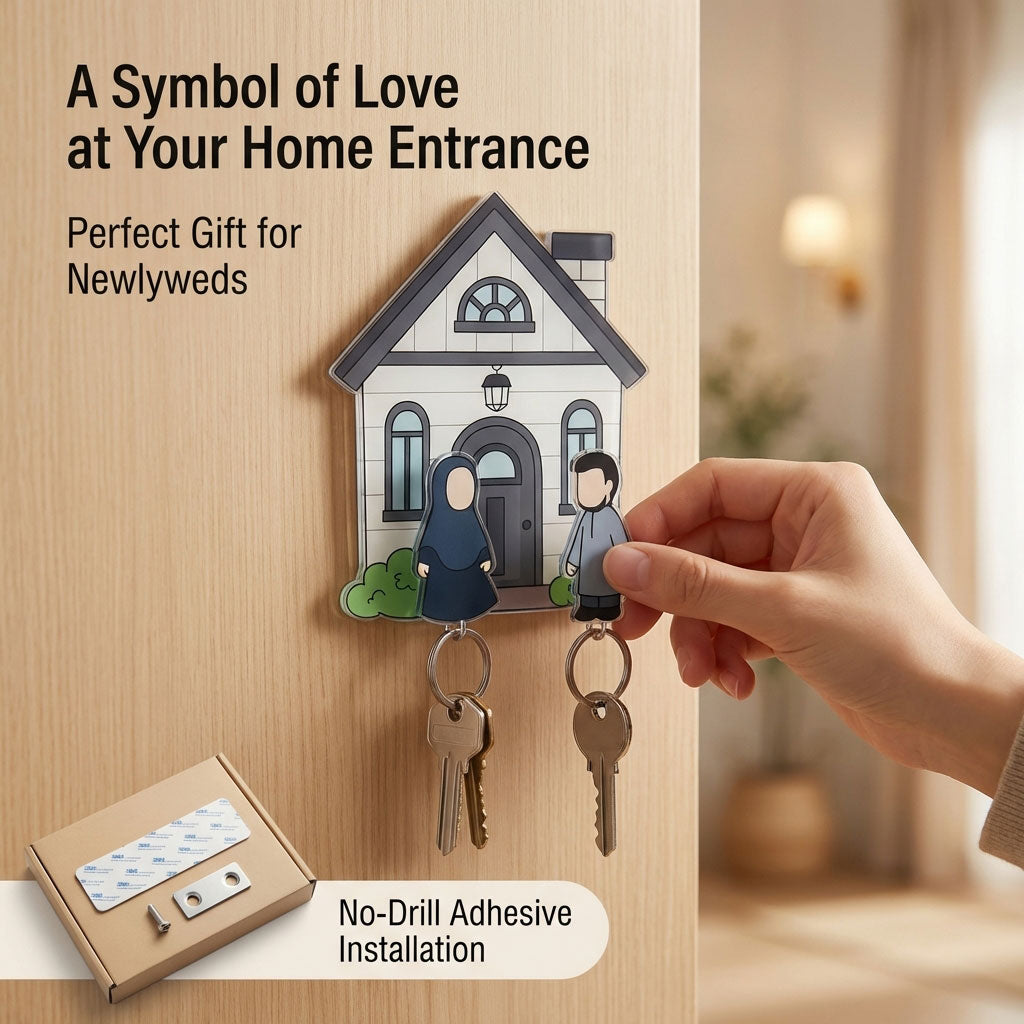 Islamic Key Holder Wall Mount – Elegant Muslim Home Decor & Key Organizer